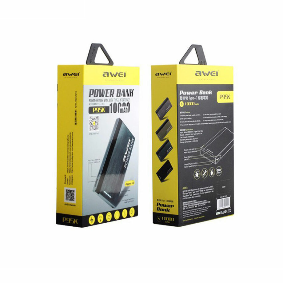 Awei P95K Power Bank 10000mAh με Θύρα TYPE-C Χρυσό