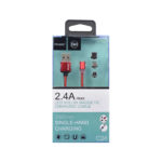 Qihang C24 Led Nylon 3 σε 1 Μαγνητικό Καλώδιο Φόρτισης-Δεδομένων 2.4A max Κόκκινο