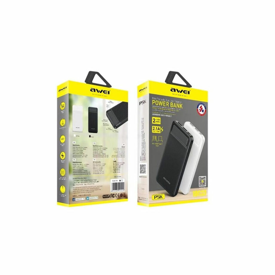 Awei Power Bank P5K 10000mah Mavro