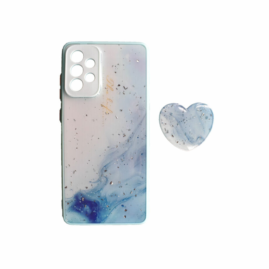 Thiki Silikonis gia Samsung Galaxy A72 me Popsocket Galazio