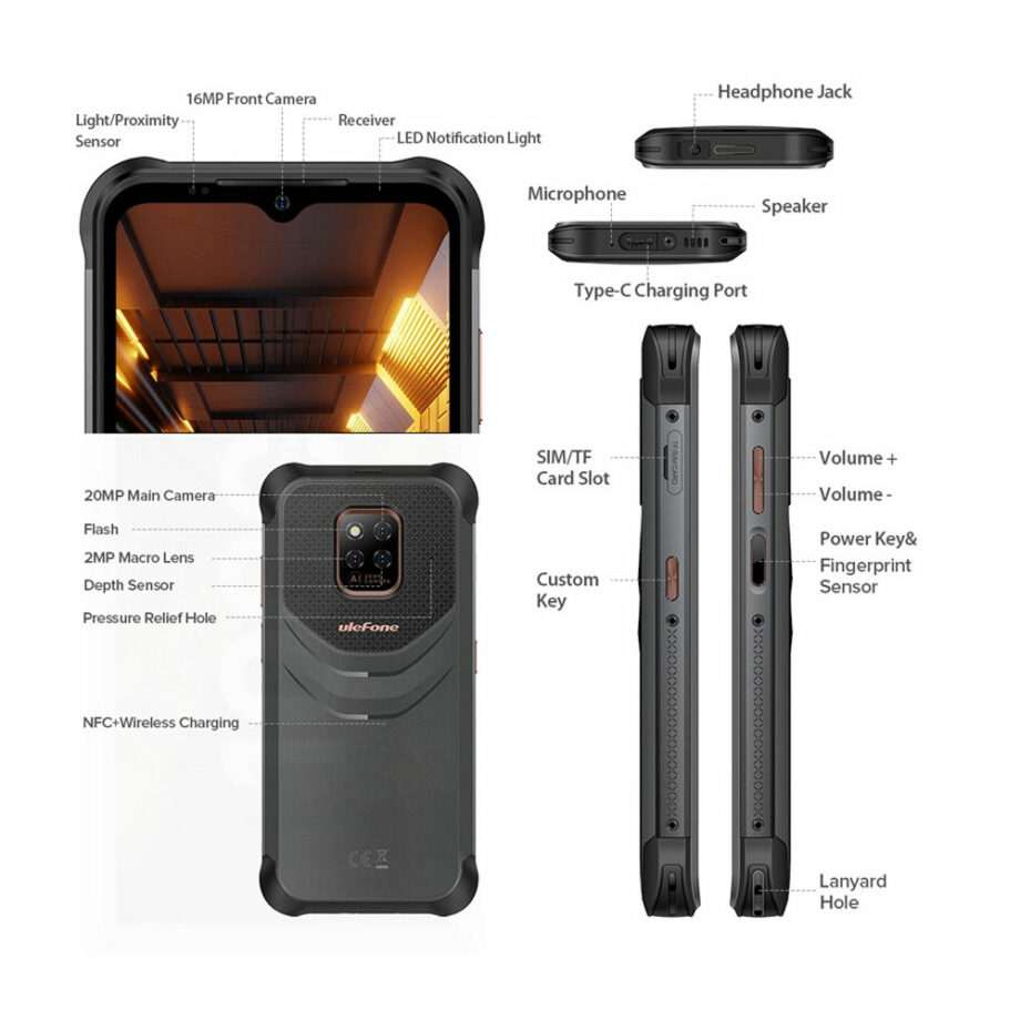ULEFONE smartphone Power Armor 14 Pro,6.52 , 8128GB, 10000mah, mavro
