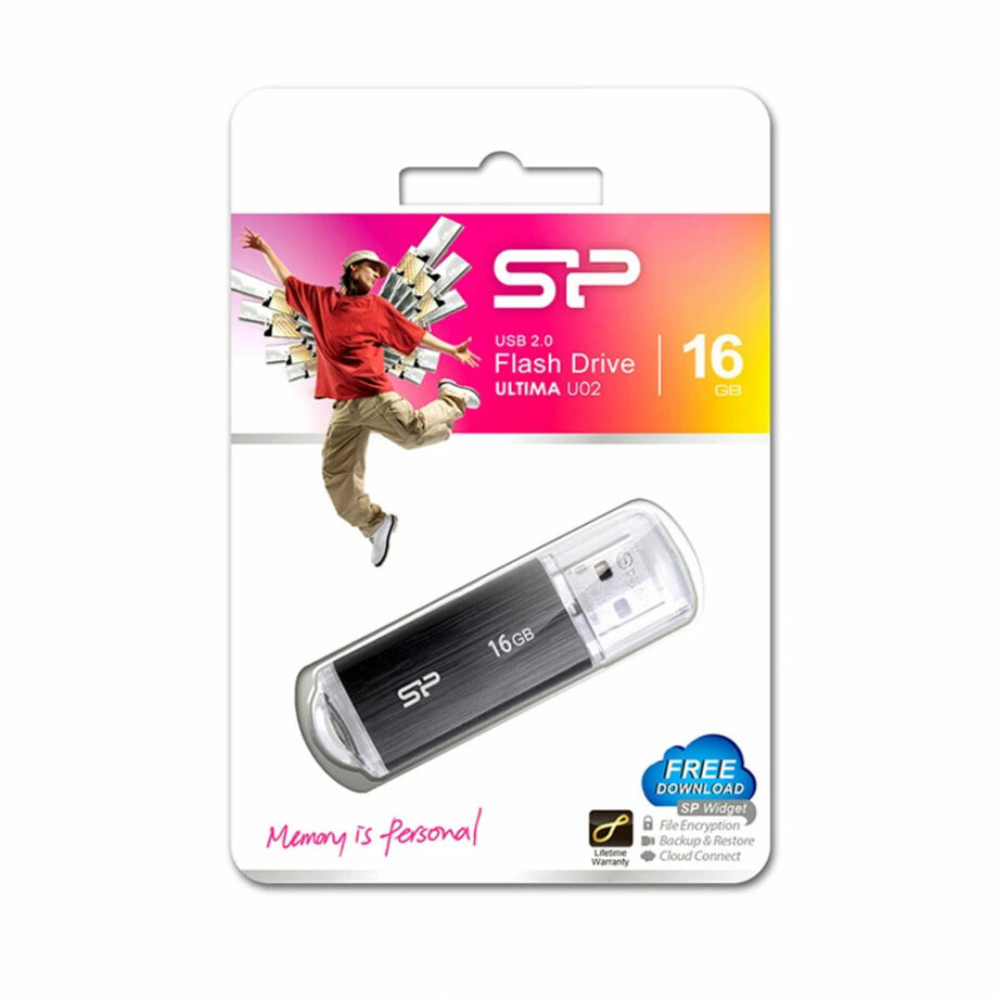 SILICON POWER USB Flash Drive Ultima U02, 16GB, USB 2.0, mavro