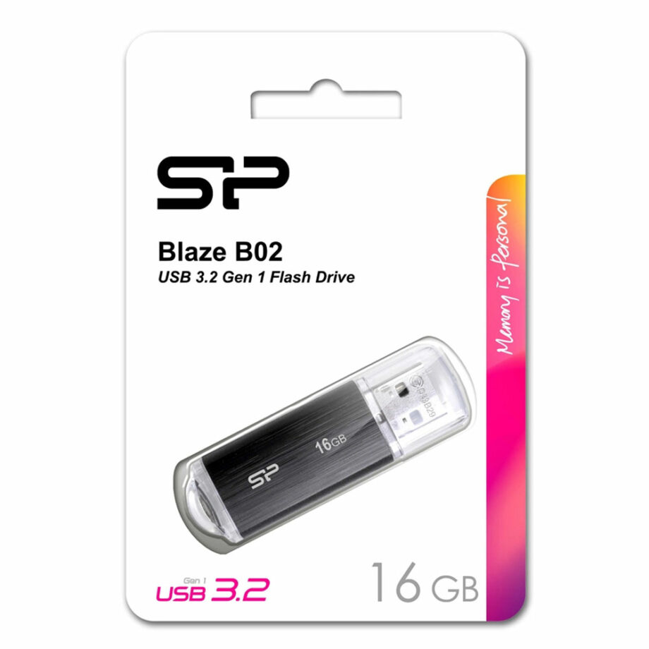 SILICON POWER USB Flash Drive Blaze B02, 16GB, USB 3.2 Gen 1, Black