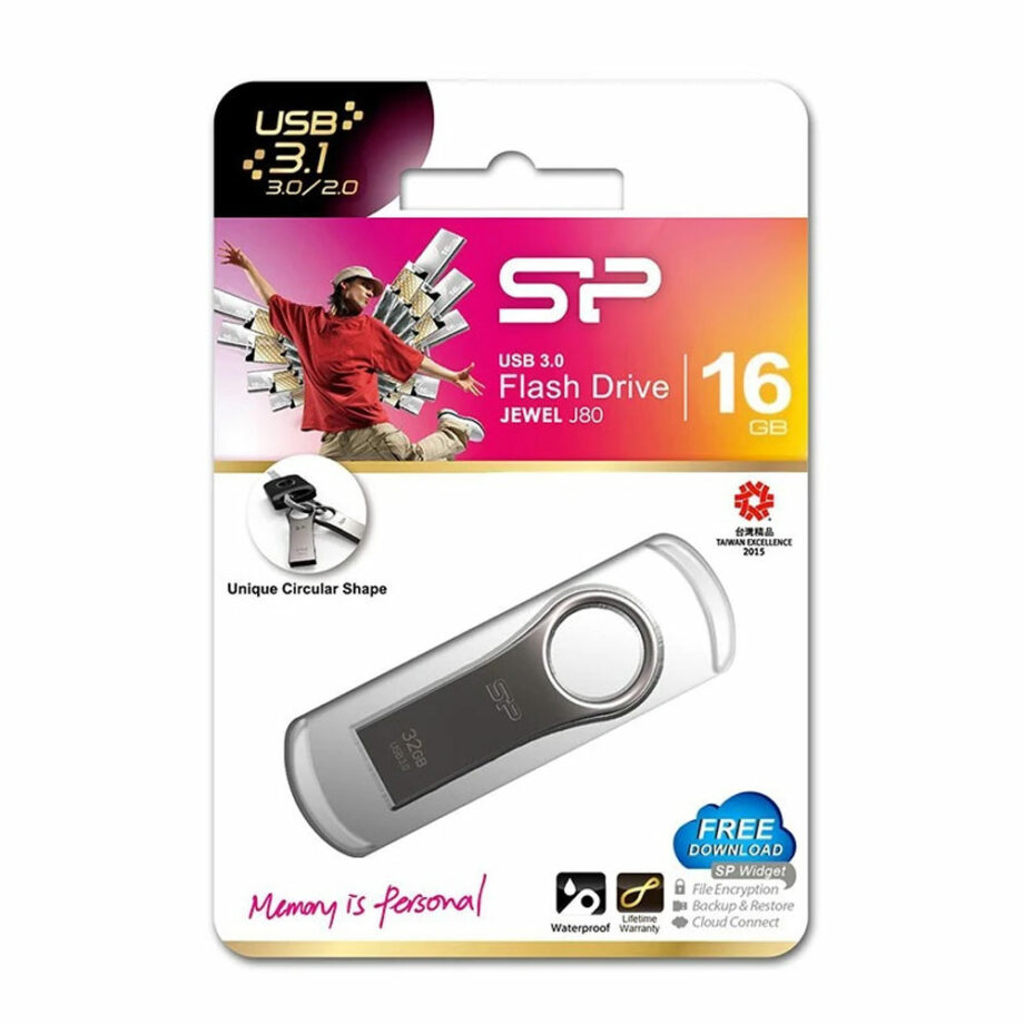 SILICON POWER USB Flash Drive Jewel 80, 16GB, USB 3.1, Titanium