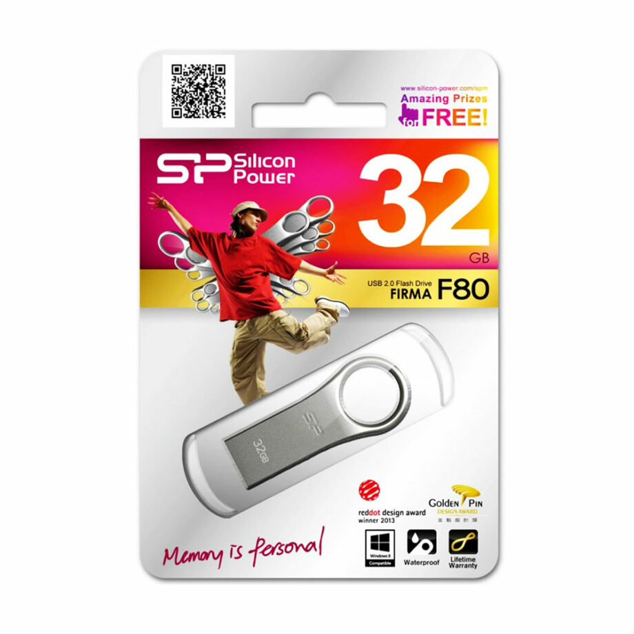 SILICON POWER USB Flash Drive Firma F80, 32GB, USB 2.0, Silver