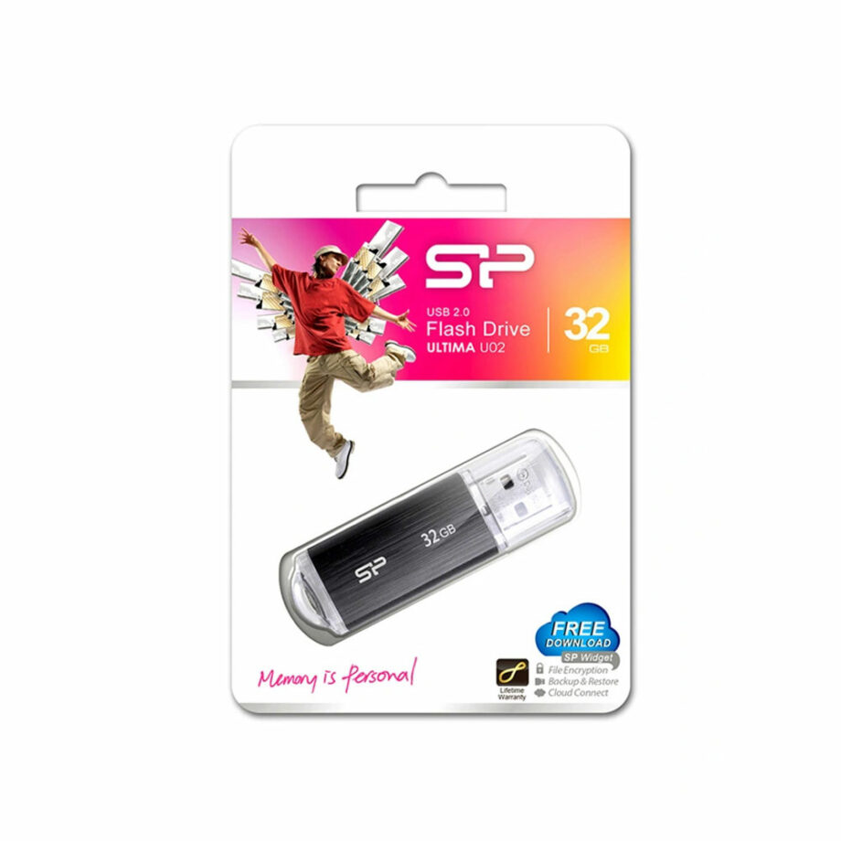 SILICON POWER USB Flash Drive Ultima U02, 32GB, USB 2.0, mavro