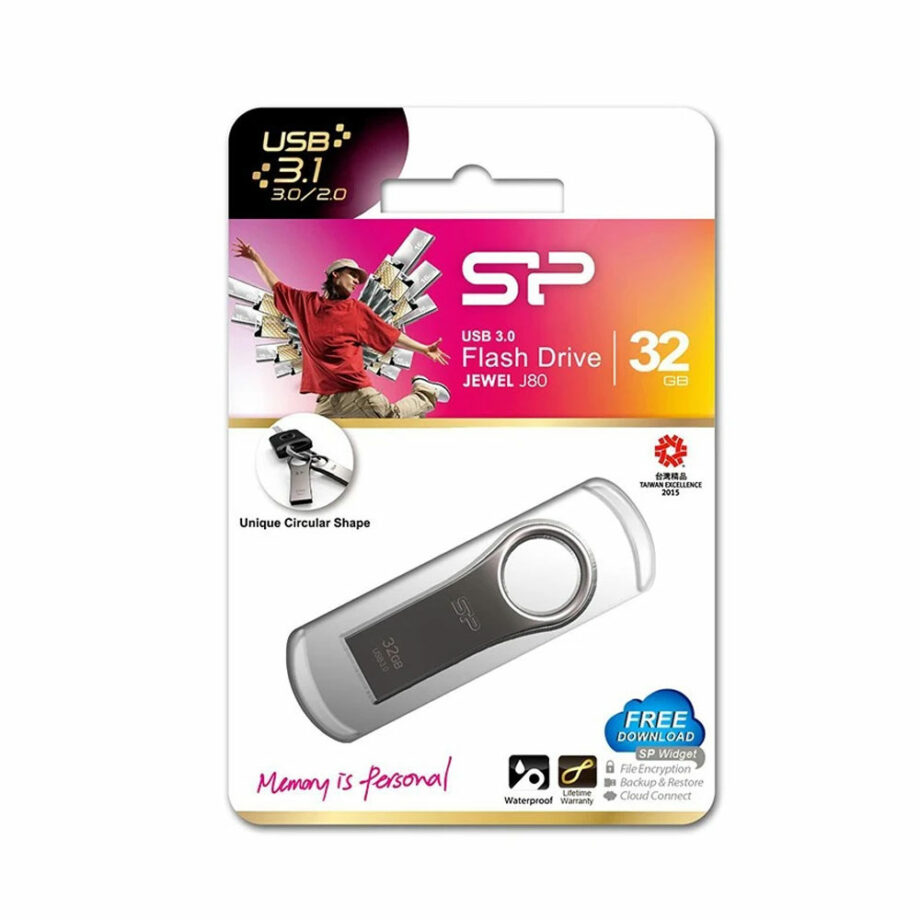 SILICON POWER USB Flash Drive Jewel 80, 32GB, USB 3.1, Titanium