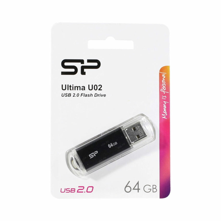 SILICON POWER USB Flash Drive Ultima U02, 64GB, USB 2.0, mavro