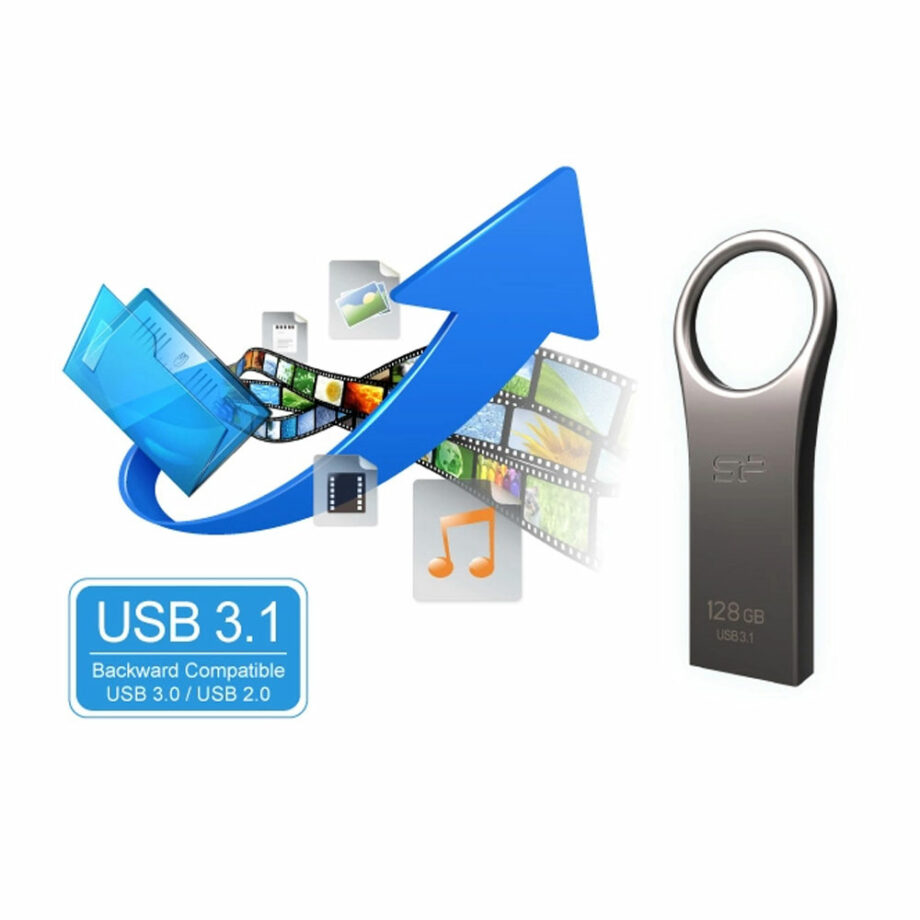 SILICON POWER USB Flash Drive Jewel 80, 64GB, USB 3.1, Titanium
