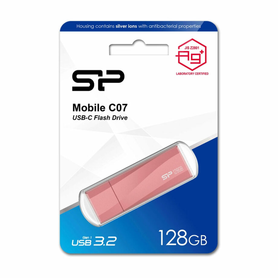 SILICON POWER USB-C Flash Drive Mobile C07, 128GB, USB 3.2, roz