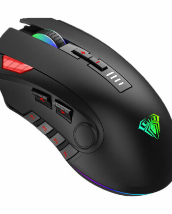AULA ensyrmato gaming pontiki Fire H512, 5000DPI,12 pliktra, RGB, mavro