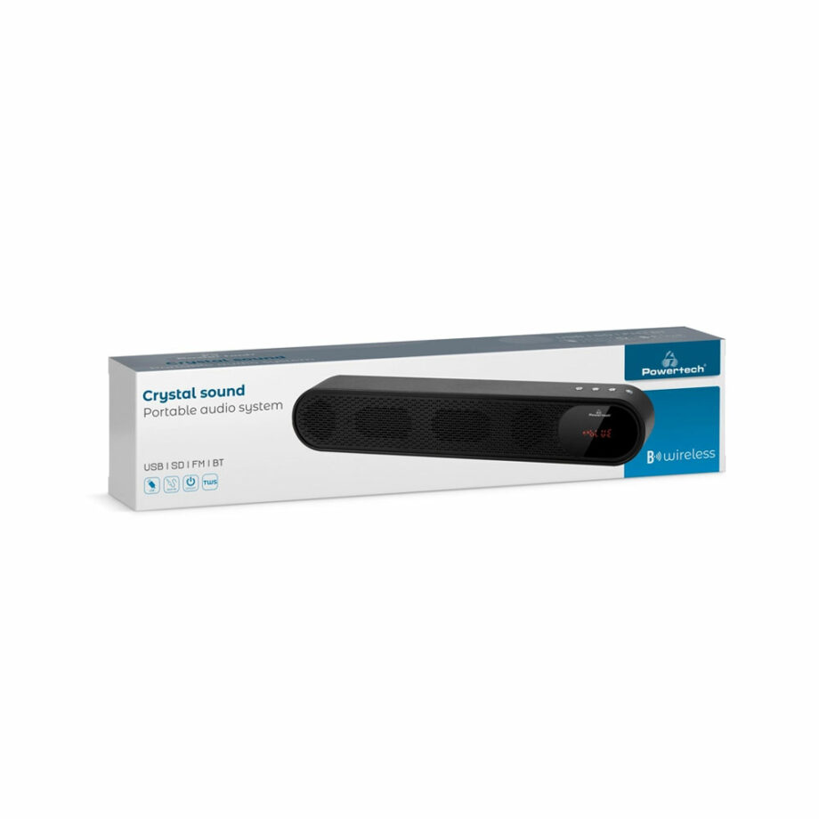 POWERTECH soundbar PT-986, 10W RMS, TWS, FM, 1200mah, mavro