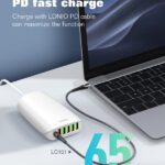 LDNIO σταθμός φόρτισης A6573C, USB-C/5x USB, 65W, PD/QC, λευκός