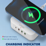LDNIO σταθμός φόρτισης AW004, USB-C/3x USB/wireless, 32W, PD/QC, λευκός