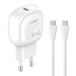 LDNIO φορτιστής τοίχου A1206C με καλώδιο USB-C, 1x USB-C, 27W PD, λευκός