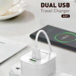 LDNIO φορτιστής τοίχου A201 με καλώδιο USB-C, 2x USB, 12W, λευκός