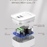 LDNIO φορτιστής τοίχου A201 με καλώδιο USB-C, 2x USB, 12W, λευκός
