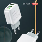 LDNIO φορτιστής τοίχου A3312 με καλώδιο USB-C, 3x USB, 17W, λευκός