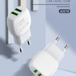 LDNIO φορτιστής τοίχου A2218 με καλώδιο USB-C, 2x USB, 12W, λευκός