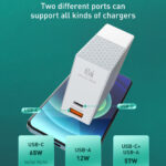 LDNIO φορτιστής τοίχου A2620C με καλώδιο, USB & USB-C, 65W PD, λευκός