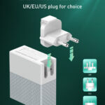 LDNIO φορτιστής τοίχου A2620C με καλώδιο, USB & USB-C, 65W PD, λευκός