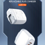 LDNIO φορτιστής τοίχου A3511Q με καλώδιο, USB-C/2x USB, 65W, GaN, λευκός