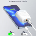 LDNIO φορτιστής τοίχου A3511Q με καλώδιο, USB-C/2x USB, 65W, GaN, λευκός