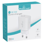 POWERTECH φορτιστής τοίχου PT-1040, USB & USB-C, PD QC3.0, 20W, λευκός