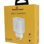 POWERTECH φορτιστής τοίχου PT-1091, USB-C, PD 20W, λευκός