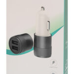 POWERTECH φορτιστής αυτοκινήτου PT-798, 2x USB, 2.1A, γκρι
