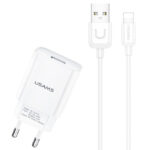 USAMS φορτιστής τοίχου T21OCLN01 με καλώδιο Lightning, USB 2.1A, λευκός