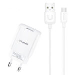 USAMS φορτιστής τοίχου T21OCMC01 με καλώδιο Micro USB, USB 2.1A, λευκός