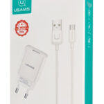 USAMS φορτιστής τοίχου T21OCMC01 με καλώδιο Micro USB, USB 2.1A, λευκός