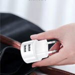 USAMS φορτιστής τοίχου T20 & καλώδιο Lightning, 2x USB, 2.1A, λευκός
