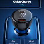 LDNIO φορτιστής αυτοκινήτου C101 με καλώδιο, USB/USB-C, 100W PD, μαύρος