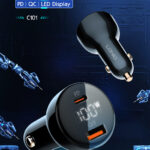 LDNIO φορτιστής αυτοκινήτου C101 με καλώδιο, USB/USB-C, 100W PD, μαύρος