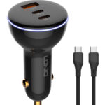 LDNIO φορτιστής αυτοκινήτου C102 με καλώδιο, USB/2x USB-C, 160W, μαύρος