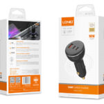 LDNIO φορτιστής αυτοκινήτου C102 με καλώδιο, USB/2x USB-C, 160W, μαύρος