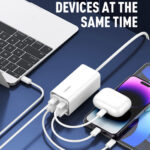LDNIO σταθμός φόρτισης A4610C, 2x USB-C & 2x USB, 65W, PD/QC, λευκός