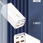 LDNIO σταθμός φόρτισης A4610C, 2x USB-C & 2x USB, 65W, PD/QC, λευκός