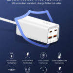 LDNIO σταθμός φόρτισης A4610C, 2x USB-C & 2x USB, 65W, PD/QC, λευκός