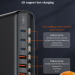 LDNIO σταθμός φόρτισης A6140C, 3x USB-C/3x USB, 140W, PD/QC, GaN, μαύρος