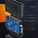 LDNIO σταθμός φόρτισης A6140C, 3x USB-C/3x USB, 140W, PD/QC, GaN, μαύρος