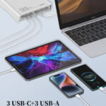 LDNIO σταθμός φόρτισης Q605, 3x USB-C & 3x USB, 120W, PD/QC, λευκός