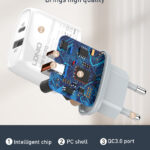 LDNIO φορτιστής τοίχου Q229 με καλώδιο, USB & USB-C, 20W PD, λευκός