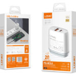LDNIO φορτιστής τοίχου Q229 με καλώδιο, USB & USB-C, 20W PD, λευκός