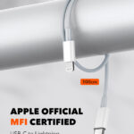 LDNIO φορτιστής τοίχου A2528M με καλώδιο, 2x USB-C, 35W, MFi, λευκό