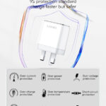 LDNIO φορτιστής τοίχου A2528M με καλώδιο, 2x USB-C, 35W, MFi, λευκό