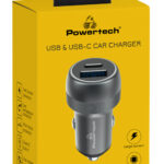 POWERTECH φορτιστής αυτοκινήτου PT-1148, USB & USB-C, 89W PD & QC, γκρι