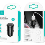 USAMS φορτιστής αυτοκινήτου C20, 2x USB, 2.4A, μαύρο
